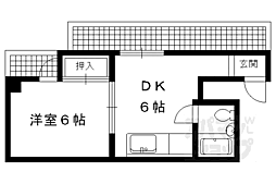 もとしろマンション 4階1DKの間取り
