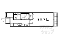 京都市営烏丸線 今出川駅 徒歩22分の賃貸マンション 1階1Kの間取り
