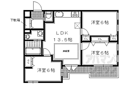グリーンヒル下鴨本通 2階3LDKの間取り