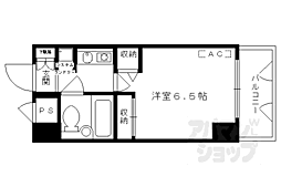 京都市営烏丸線 烏丸御池駅 徒歩8分の賃貸マンション 4階1Kの間取り