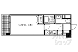 レジディア洛北 2階1Kの間取り