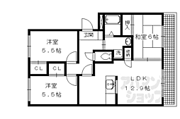 京都市営烏丸線 北山駅 徒歩13分の賃貸アパート 1階3LDKの間取り