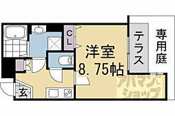 ヴィラ北白川II 1階1Kの間取り