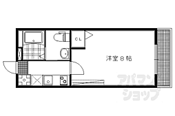 京都市営烏丸線 丸太町駅 徒歩18分の賃貸マンション 2階1Kの間取り