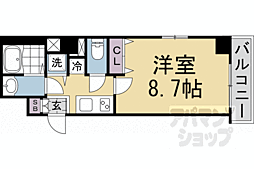 京都市営烏丸線 丸太町駅 徒歩15分の賃貸マンション 3階1Kの間取り