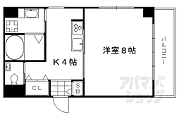 京阪本線 祇園四条駅 徒歩10分の賃貸マンション 1階1Kの間取り