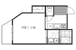イーストコート北白川 2階1Kの間取り