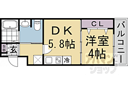 京都地下鉄東西線 二条駅 徒歩15分の賃貸マンション 3階1DKの間取り