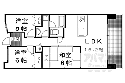 京都市営烏丸線 北大路駅 徒歩11分の賃貸マンション 3階3LDKの間取り
