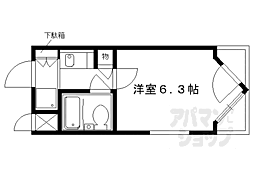 京都市営烏丸線 鞍馬口駅 徒歩8分の賃貸マンション 4階1Kの間取り