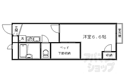 京都地下鉄東西線 二条城前駅 徒歩15分の賃貸アパート 2階1Kの間取り