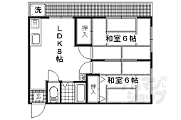 山田マンション新館 2階2DKの間取り