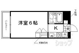 京阪本線 東福寺駅 徒歩18分の賃貸マンション 2階1Kの間取り