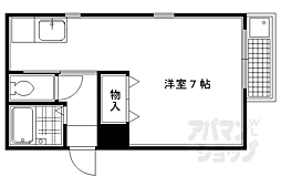 北白川ＢＣＢＧＣＬＵＢ 2階1Kの間取り