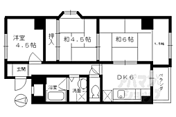 京都市営烏丸線 今出川駅 徒歩20分の賃貸マンション 4階3DKの間取り
