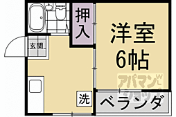 京福電気鉄道北野線 北野白梅町駅 徒歩16分の賃貸マンション 3階1Kの間取り