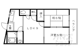 パラシオン堤 2階2LDKの間取り