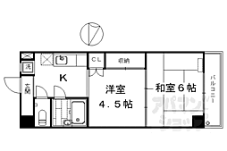 JR東海道・山陽本線 京都駅 徒歩17分の賃貸マンション 2階2Kの間取り