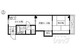 JR東海道・山陽本線 京都駅 徒歩14分の賃貸マンション 2階2DKの間取り