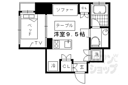 京阪本線 出町柳駅 徒歩4分の賃貸マンション 2階ワンルームの間取り