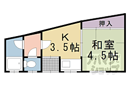 京都地下鉄東西線 東山駅 徒歩2分の賃貸アパート 1階1Kの間取り