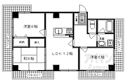 京都地下鉄東西線 二条城前駅 徒歩3分の賃貸マンション 3階3LDKの間取り