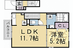 離宮III 2階1LDKの間取り