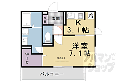 フォーレスト曼殊院 3階1Kの間取り