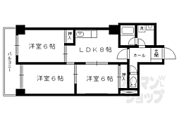 京都市営烏丸線 今出川駅 徒歩8分の賃貸マンション 5階3LDKの間取り