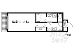 京都市営烏丸線 松ヶ崎駅 徒歩4分の賃貸マンション 1階1Kの間取り