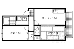 エスポワール岩倉 1階2DKの間取り