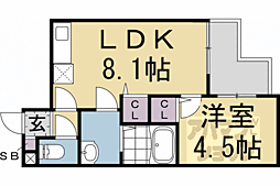 ＰｒｉｖａｔｅＲｅｓｉｄｅｎｃｅ東一条 3階1LDKの間取り