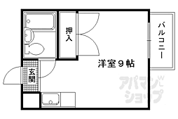 京都地下鉄東西線 東山駅 徒歩2分の賃貸マンション 3階ワンルームの間取り