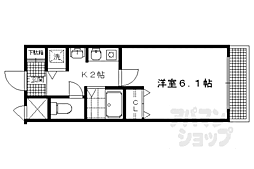 プレサンス京大東 1階1Kの間取り