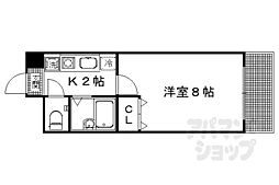 グレースヴィラ下鴨 1階1Kの間取り