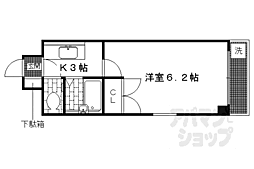 ヴェルメゾン今出川 2階1Kの間取り