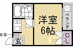 コーポ未麗等持院 1Kの間取図画像
