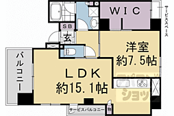 ザ・京都レジデンス岡崎神宮 1LDKの間取図画像
