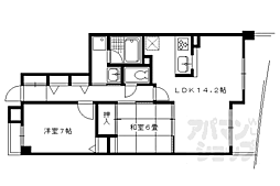 グランドメゾン修学院1番館 2LDKの間取図画像