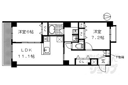 ドルフ聖護院 2LDKの間取図画像