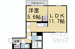 京都市左京区北白川上池田町アパート 1LDKの間取図画像