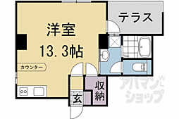 修学院テラス ワンルームの間取図画像
