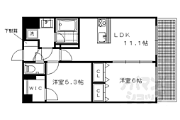 プレサンス京大前 2LDKの間取図画像