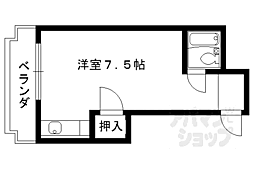 リヴァク下鴨西 ワンルームの間取図画像