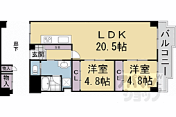 メガロコープ西陣1号棟 2LDKの間取図画像