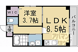 京都市左京区下鴨東本町マンション 1LDKの間取図画像