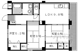 やまわ小路 3LDKの間取図画像