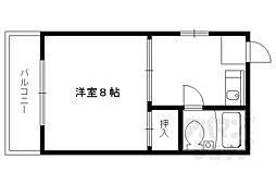 コスモハイツ北白川 1Kの間取図画像