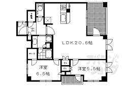 ザ・京都レジデンス岡崎神宮 2LDKの間取図画像