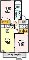 ピュアメゾン西大寺 2DKの間取図画像